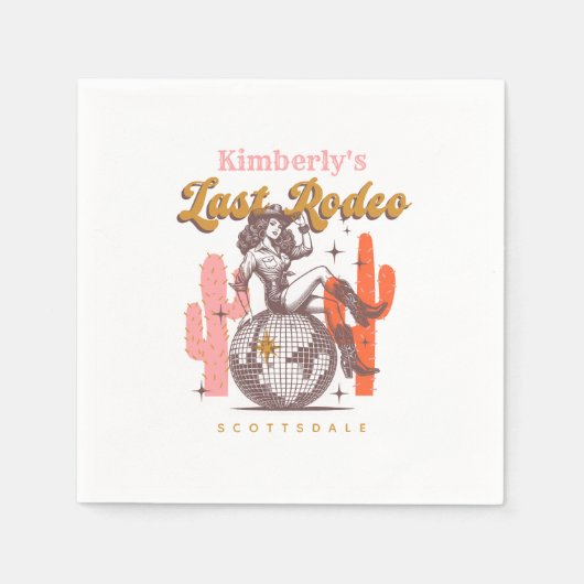 Cowgirl Last Rodeo Western Junggeselinnen-Abschied Serviette (Vorderseite)