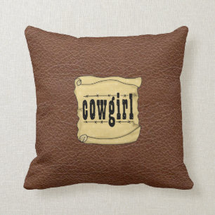 Cowgirl-Leder-Druck-Rolle MoJo Wurfs-Kissen Kissen
