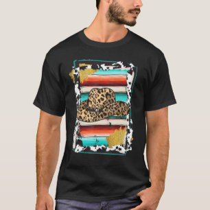 COWGIRL Leopard Kuh Muster Druck Serape Rodeo T-Shirt