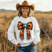 Cowgirl Leopard Leather Bow Sweatshirt
