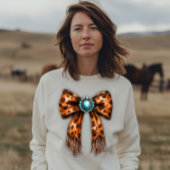Cowgirl Leopard Leather Bow Sweatshirt