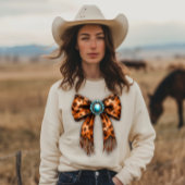 Cowgirl Leopard Leather Bow Sweatshirt