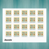 Cowgirl Leopard Print Blue Brown Easter Bunnies   Quadratischer Aufkleber