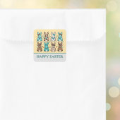 Cowgirl Leopard Print Blue Brown Easter Bunnies   Quadratischer Aufkleber