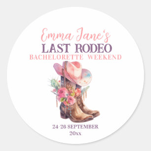 Cowgirl Letztes Rodeo Pink Junggesellinnenabschied Runder Aufkleber