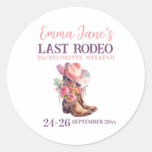 Cowgirl Letztes Rodeo Pink Junggesellinnenabschied Runder Aufkleber