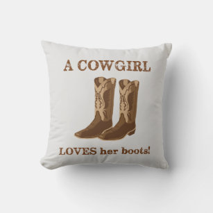 Cowgirl Lieben Ihre Stiefel Worte braun Western Kissen