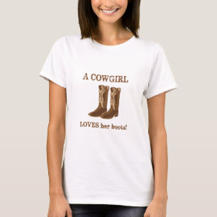 Cowgirl Lieben Ihre Stiefel Worte braun Western T-Shirt