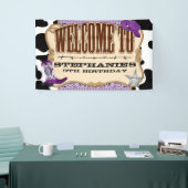 Cowgirl, lila Geburtstag, Willkommen Banner (Messeveranstaltung)