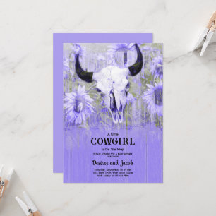 Cowgirl Lila Western Country Floral Babyparty Einladung