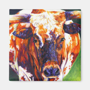 Cowgirl - Longhorn-Kuh-Magnet Magnet
