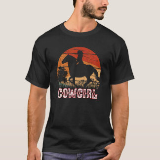 Cowgirl Mädchen Reiten im Vintage Stil Rodeo Texas T-Shirt