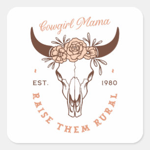 Cowgirl Mama Country Mama soll sie ländlich erzieh Quadratischer Aufkleber