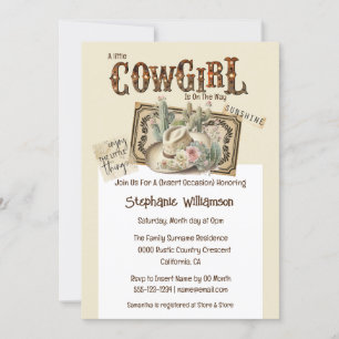 Cowgirl-Marquee Vintage Western Cowboy Hut Cactus Einladung