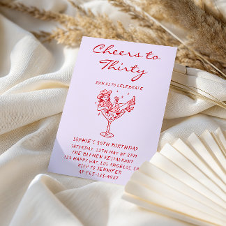 Cowgirl Martini Cheers to Thirty 30th Birthday Einladung