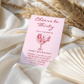 Cowgirl Martini Cheers to Thirty 30th Birthday Einladung