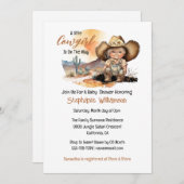 Cowgirl mit Cowboy-Stiefelhut in Texas Baby Einladung (Vorne/Hinten)