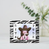 Cowgirl mit "DIVAtude" Postkarte (Stehend Vorderseite)