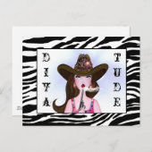 Cowgirl mit "DIVAtude" Postkarte (Vorne/Hinten)