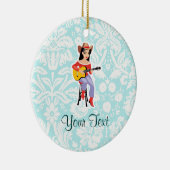 Cowgirl mit Gitarre; Niedlich Keramik Ornament (Rechts)