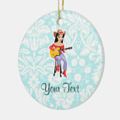 Cowgirl mit Gitarre; Niedlich Keramik Ornament (Links)