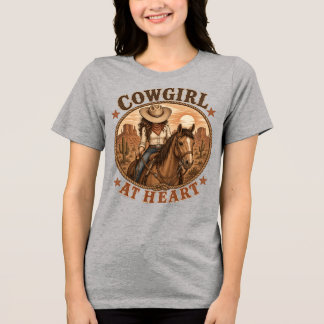 Cowgirl Mit Herz Western Pferdereiterin Tri-Blend Shirt