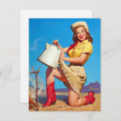 Cowgirl mit Kaffee-Button oben Einladung (Vorne/Hinten)