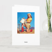 Cowgirl mit Kaffee-Button oben Karte (Rückseite)