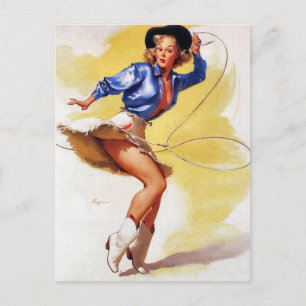 Cowgirl mit Lasso Pin-Up Postkarte