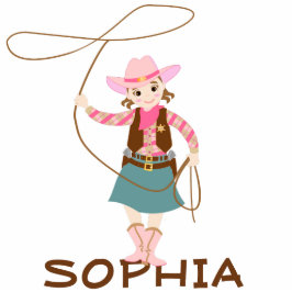 Cowgirl mit Lasso und Cacti Kindergeburtstag Party Freistehende Fotoskulptur