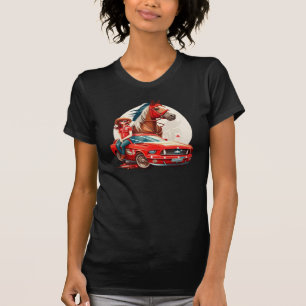 Cowgirl mit Mustang Car Horse T-Shirt