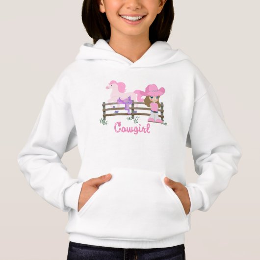 Cowgirl mit Pferd Hoodie (Vorderseite)