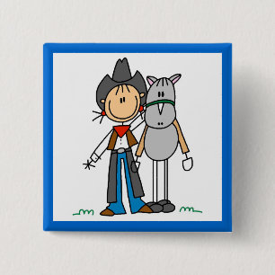 Cowgirl mit Pferd T-Shirts und Geschenke Button