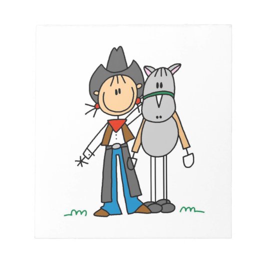 Cowgirl mit Pferdegeschenken und T - Shirt Notizblock (Vorderseite)