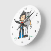 Cowgirl mit Pferdegeschenken und T - Shirt Runde Wanduhr (Winkel)