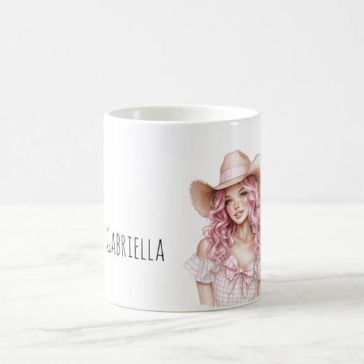 Cowgirl mit rosa Haaren Kaffeetasse (Mittel)