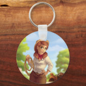 Cowgirl mit Seidenwerbung Schlüsselanhänger (Vorderseite)