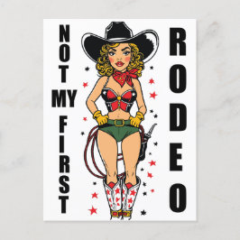 Cowgirl mit Zitat nicht mein erstes Rodeo Postkarte