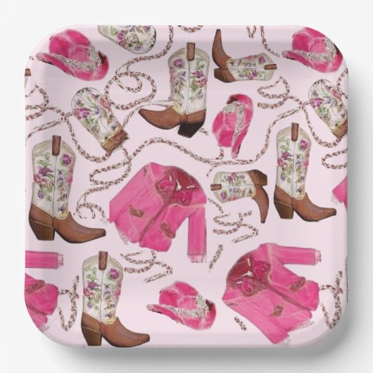 Cowgirl-Musterstil Pappteller (Vorderseite)