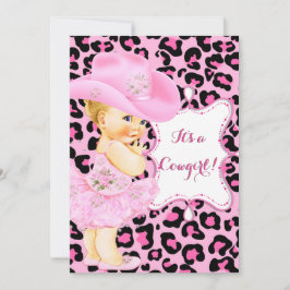 Cowgirl Niedlich Baby Dusche Pink Leopard Girl Blo Einladung