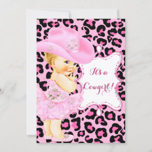 Cowgirl Niedlich Baby Dusche Pink Leopard Girl Blo Einladung