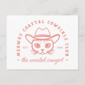 Cowgirl niedliche Katze rosa Preppy Ästhetik Postkarte (Vorderseite)