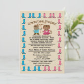 Cowgirl oder Cowboy Gender-Party Einladung (Stehend Vorderseite)