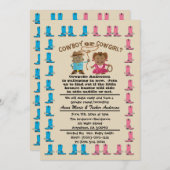 Cowgirl oder Cowboy Gender-Party Einladung (Vorne/Hinten)