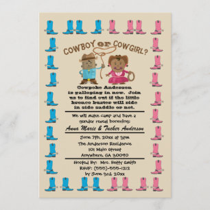 Cowgirl oder Cowboy Gender-Party Einladung