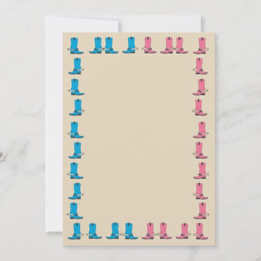 Cowgirl oder Cowboy Gender Reveal Party Einladung (Rückseite)