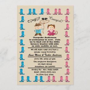 Cowgirl oder Cowboy Gender Reveal Party Einladung