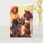 Cowgirl on Her Horse Karte (Gelbe Blume)