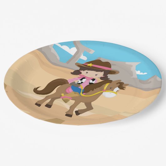 Cowgirl Pappteller (Schrägansicht)