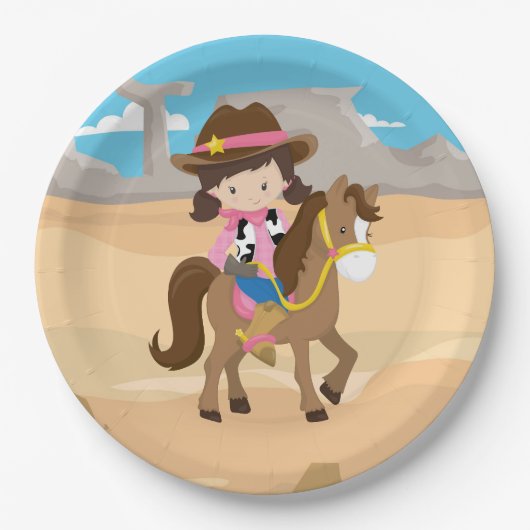 Cowgirl Pappteller (Vorderseite)